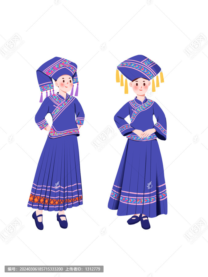 瑤族少數(shù)民族服裝女孩元素