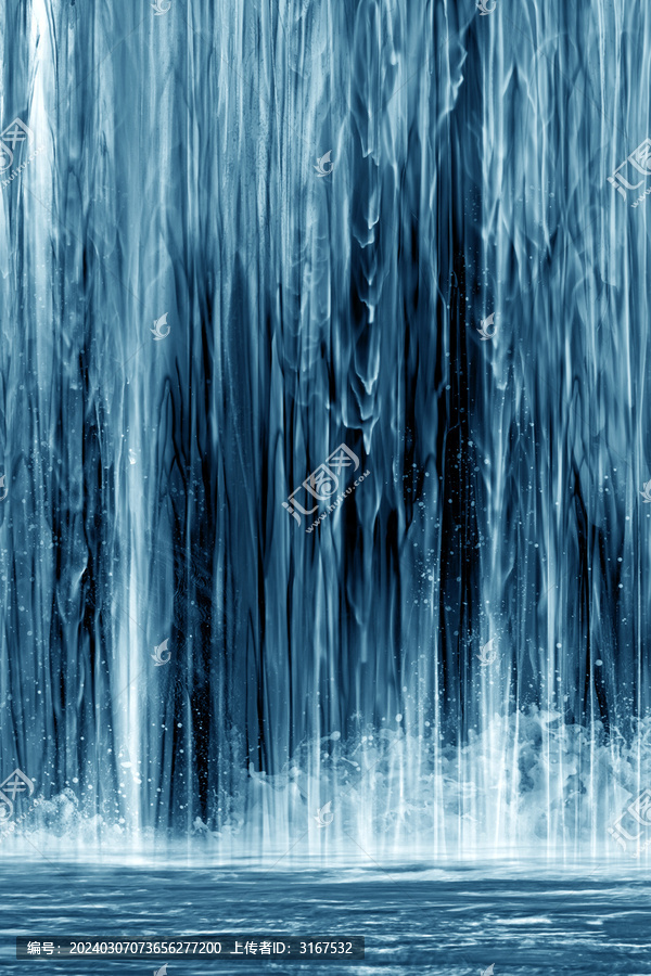 瀑布流水生財(cái)瀑布壁畫(huà)