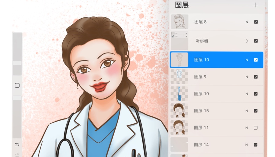 手繪女醫(yī)生職業(yè)裝全身像