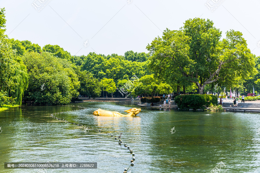 杭州西湖涌金门全景