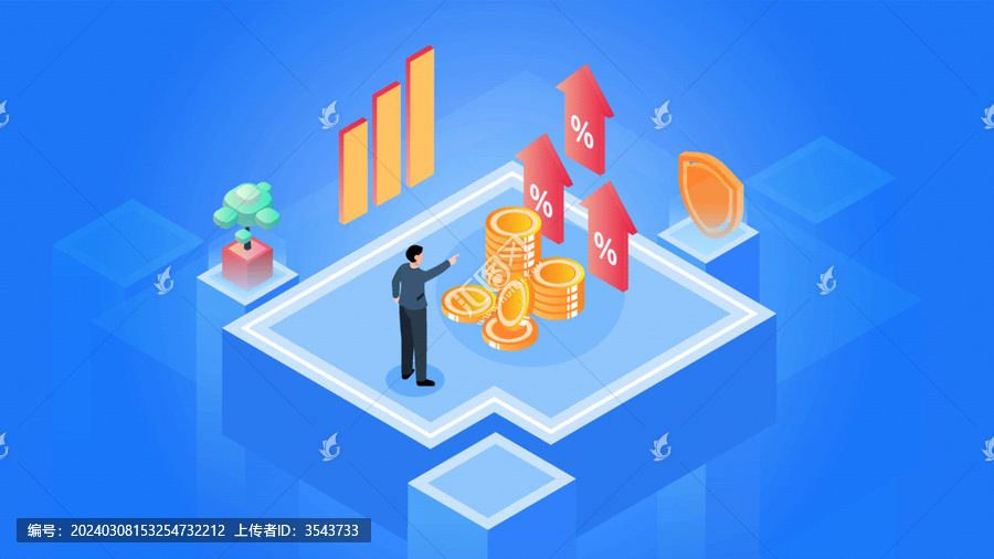 股票基金經(jīng)濟(jì)上漲科技插畫