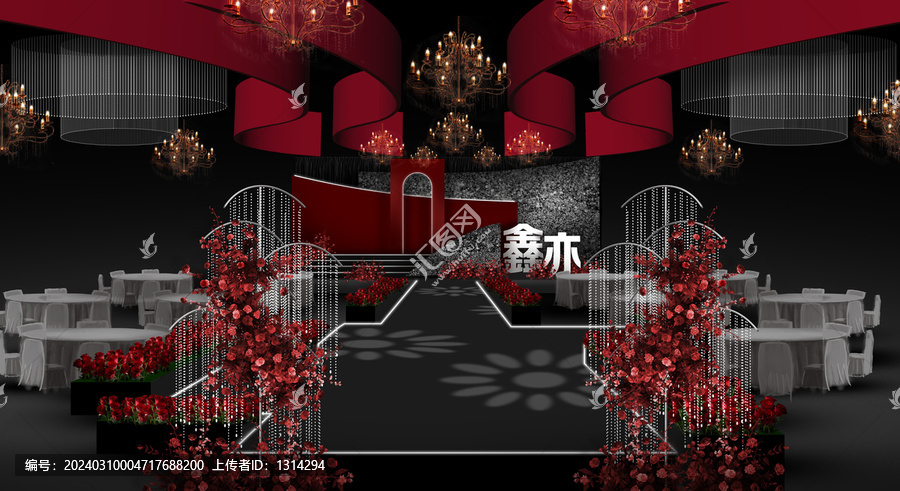 紅黑色婚禮儀式區(qū)