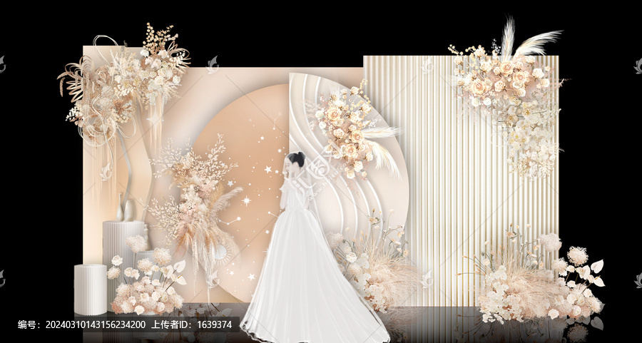 香檳色淡粉色夢(mèng)幻婚禮迎賓效果圖