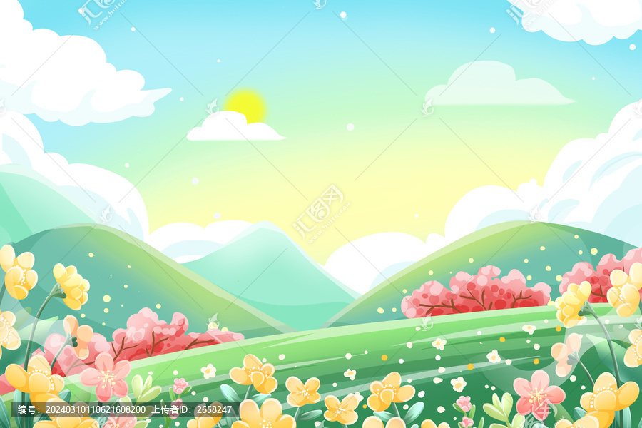 春天戶外插畫背景