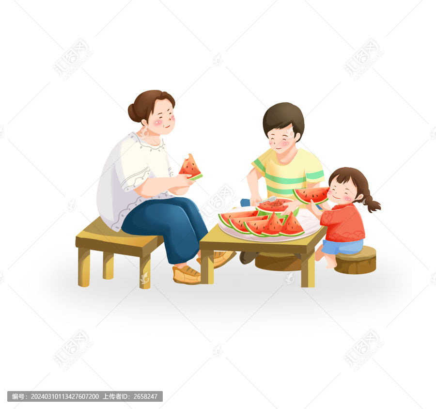 祖孫吃西瓜