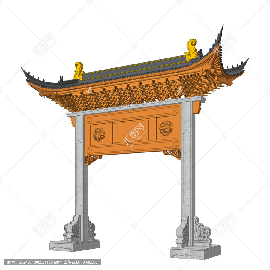 牌樓透視效果