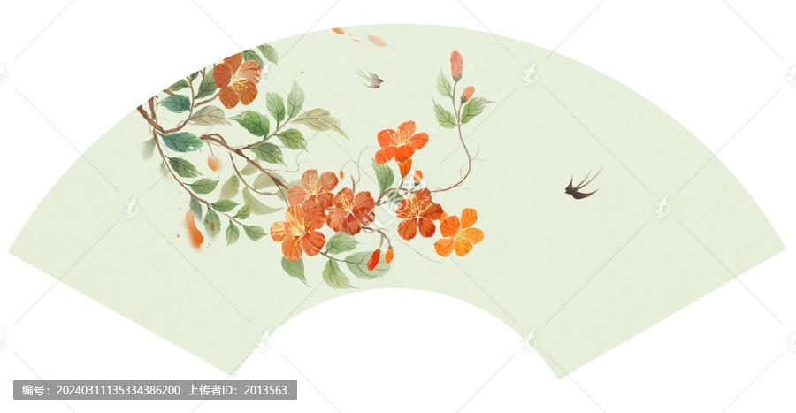 古風(fēng)扇面凌霄花