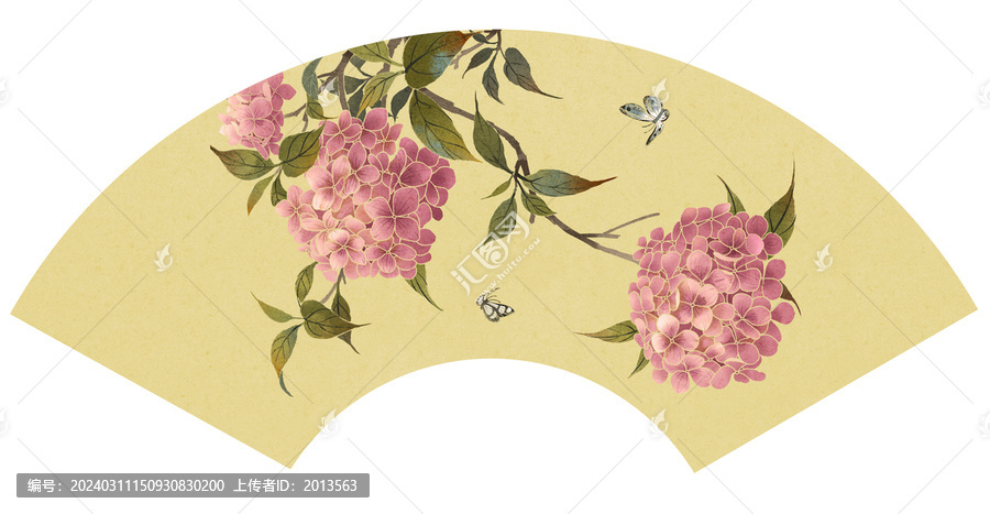 古風(fēng)繡球花扇面