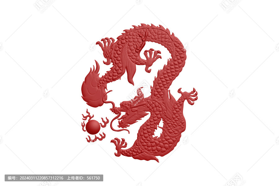 龍吐珠花紋龍圖案雕刻