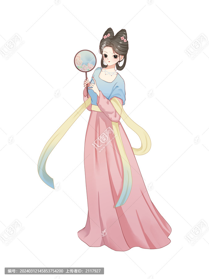 拿著團(tuán)扇的漢服女性