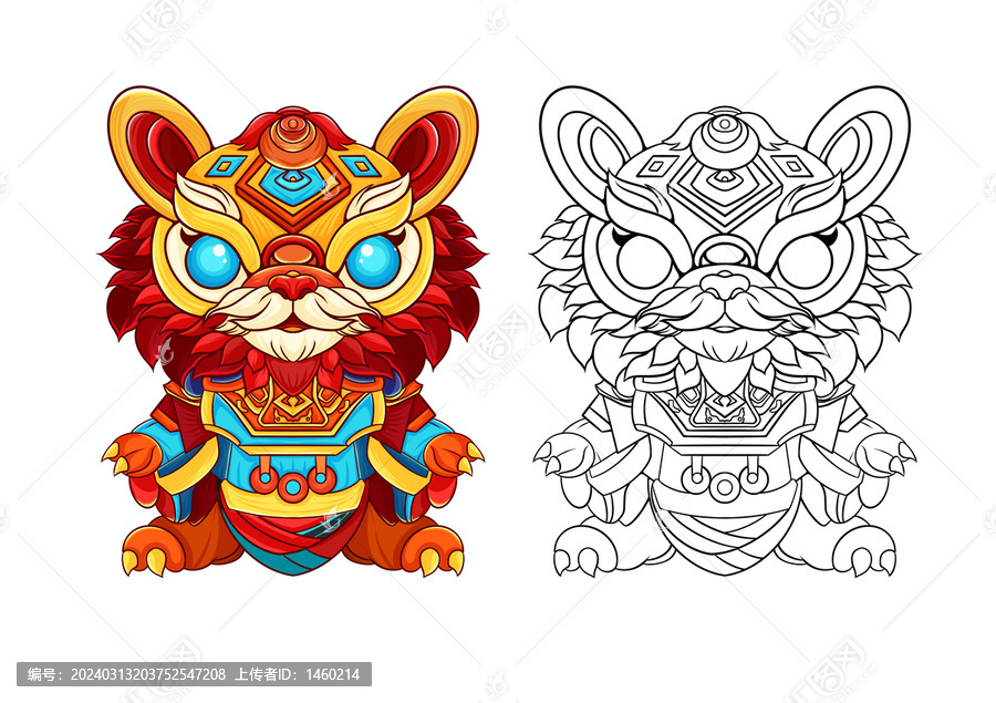 國(guó)潮插畫獅子
