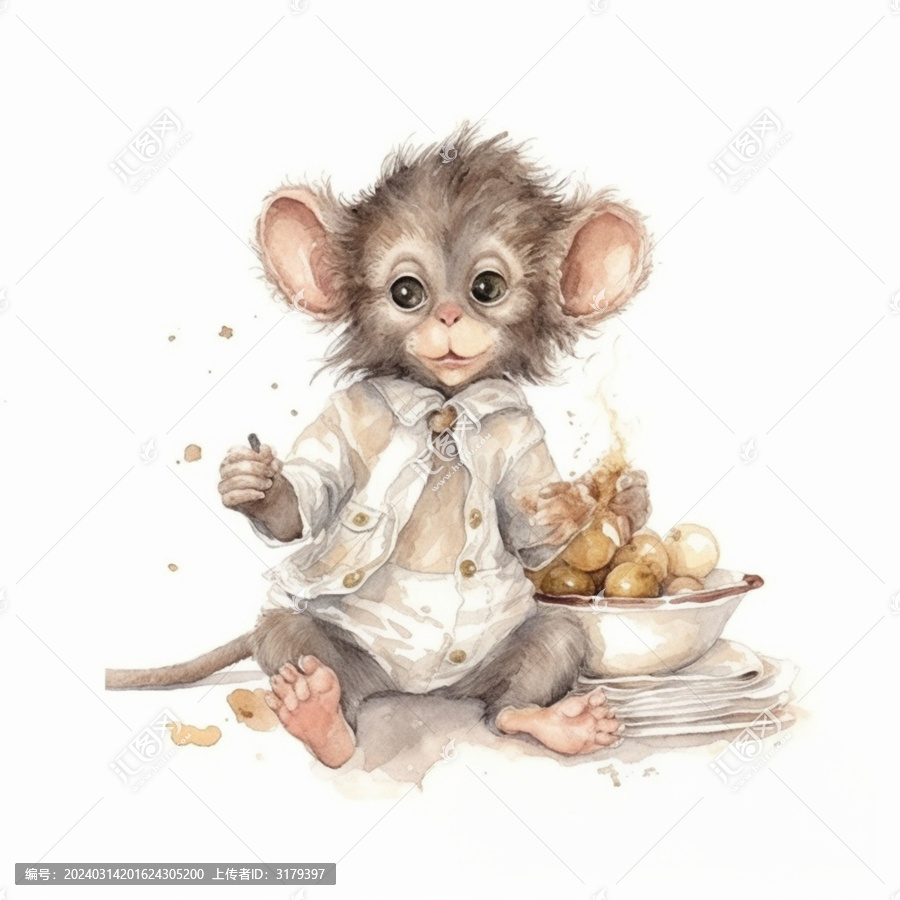 卡通小猴插畫