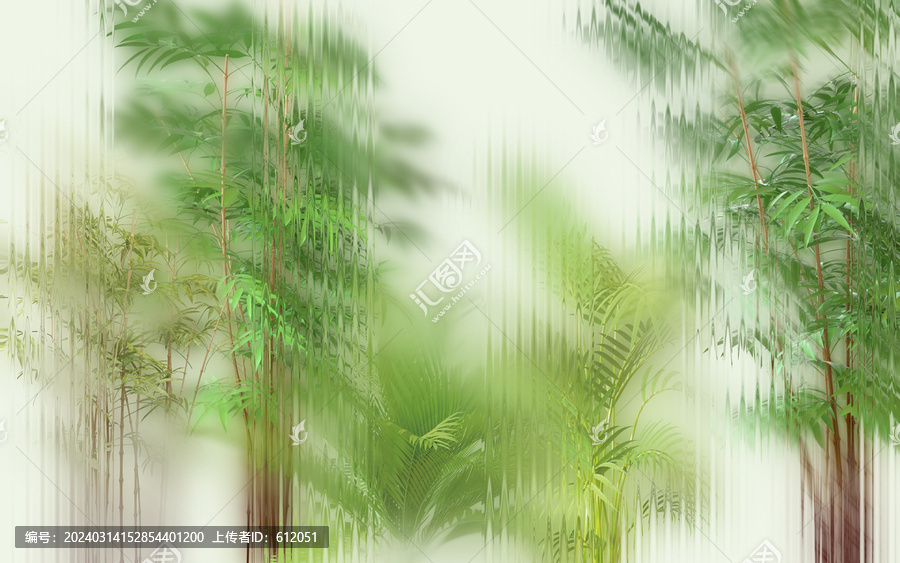 綠植朦朧玻璃