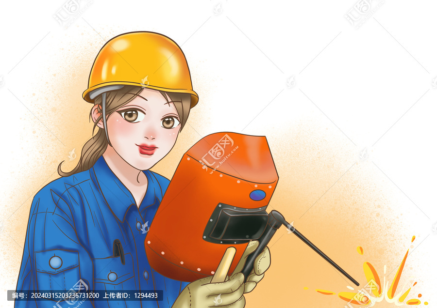 手繪電焊女工工作日常