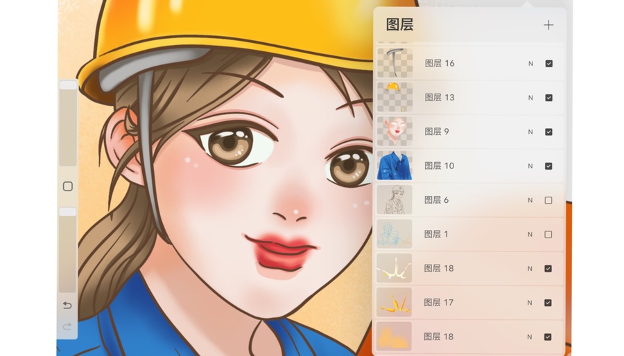 手繪電焊女工工作日常