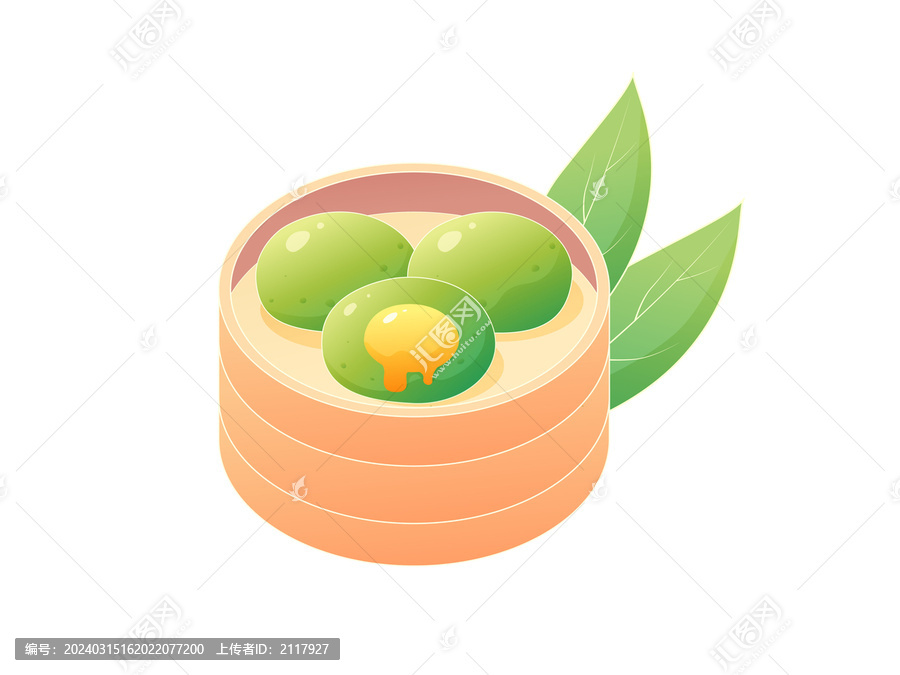 矢量插畫清明節(jié)青團(tuán)