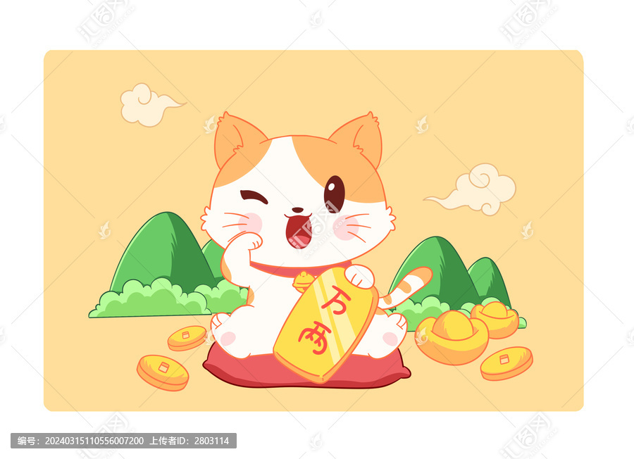 卡通可愛(ài)招財(cái)貓鼠標(biāo)墊