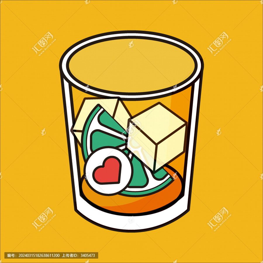 杯中的檸檬茶飲料描邊矢量插畫