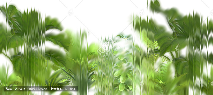 綠植朦朧玻璃