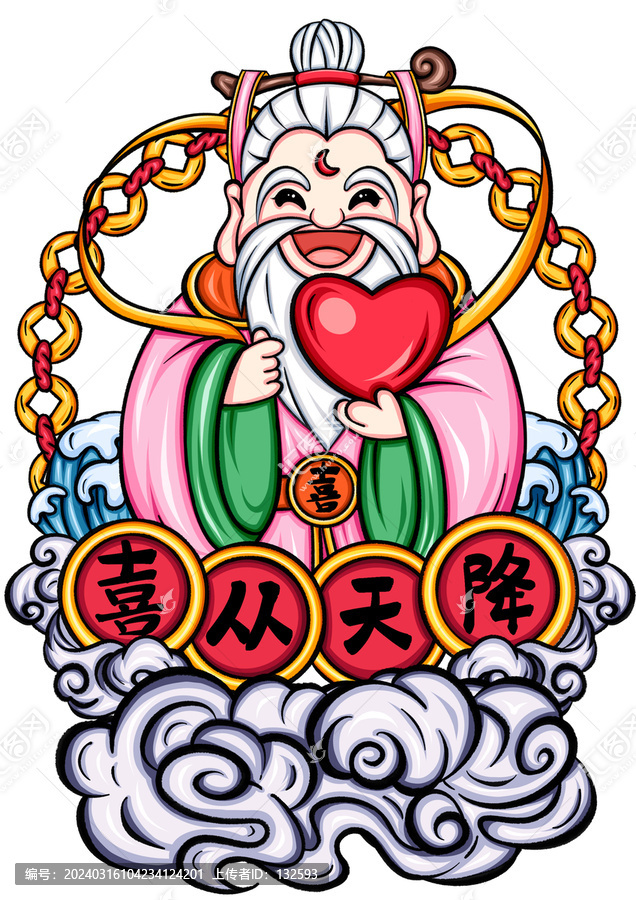 國潮手繪喜神