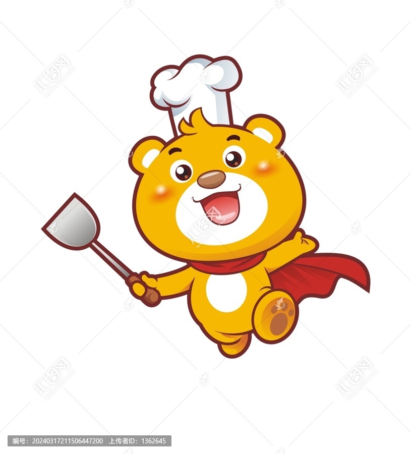 卡通可爱小熊厨师形象矢量图
