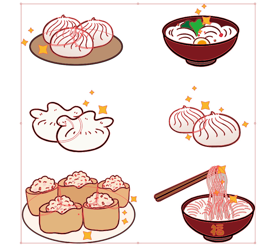 描邊風(fēng)手繪傳統(tǒng)美食