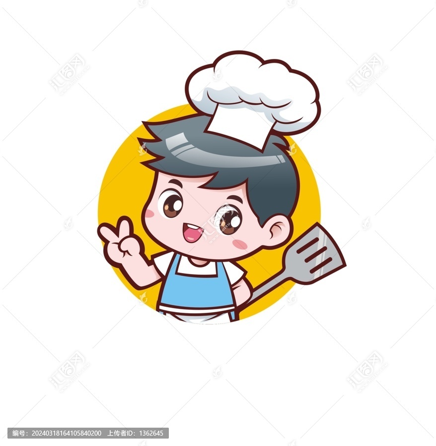 卡通可愛小男孩廚師頭像矢量圖