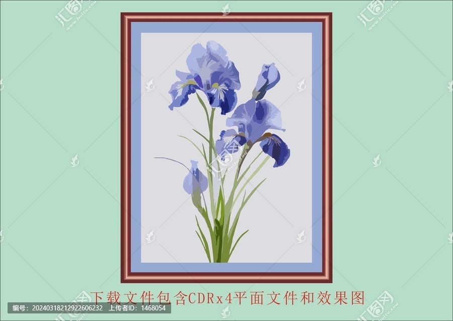 矢量鳶尾花紫色花朵花卉