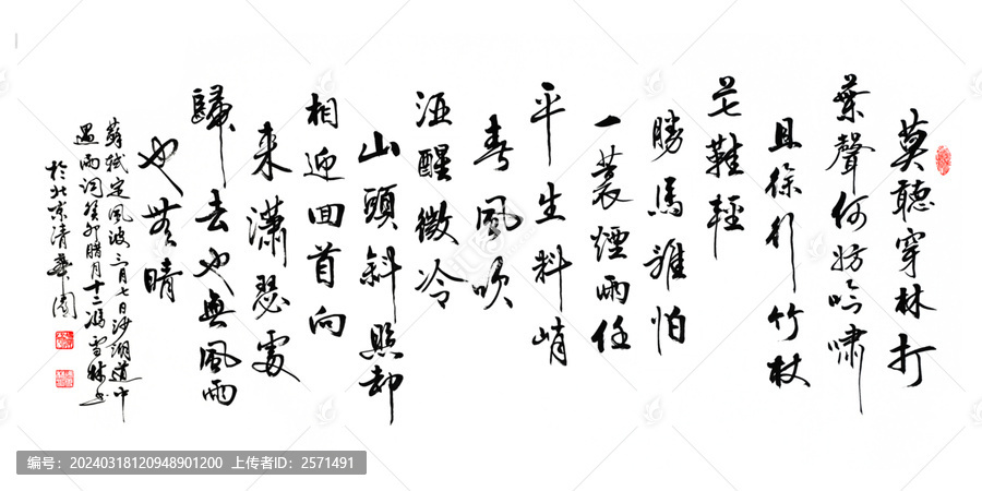 蘇軾定風(fēng)波莫聽穿林打葉聲書法