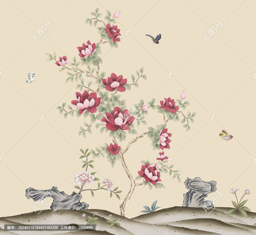 牡丹花背景墻
