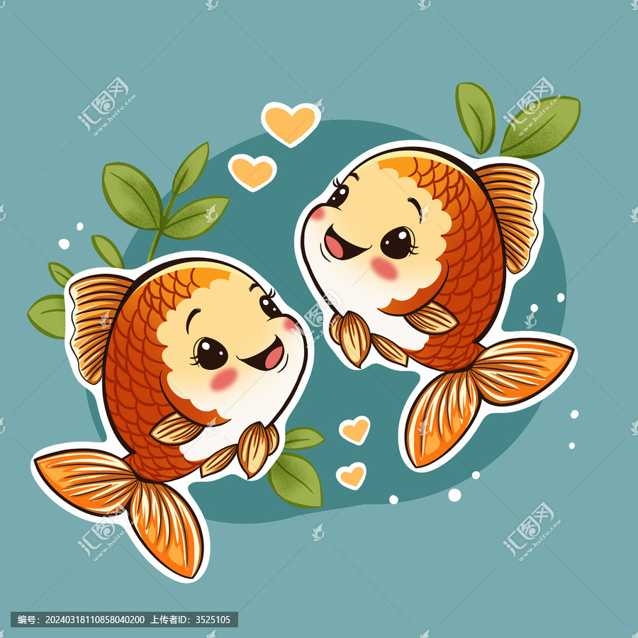 手繪小鯉魚裝飾畫