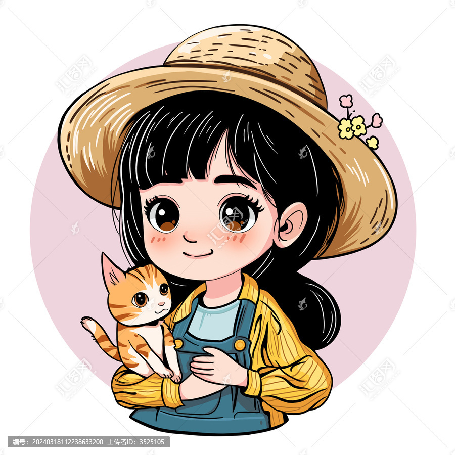 抱著貓的女孩兒