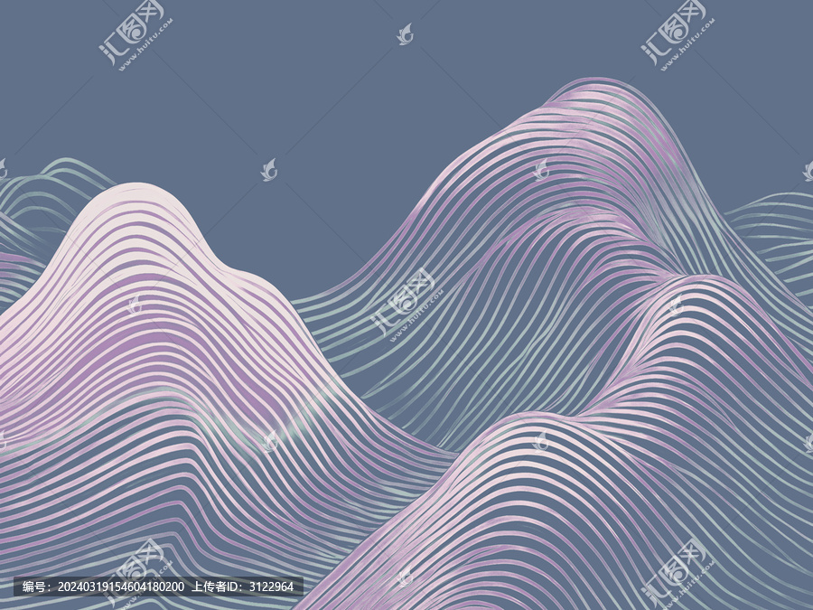 國風(fēng)國潮風(fēng)自然山水線條圖案