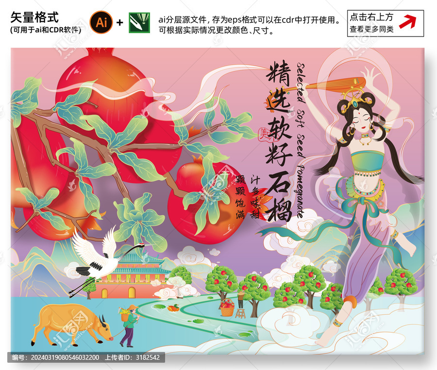 石榴包裝插畫