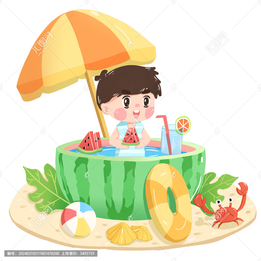 夏至西瓜人物男