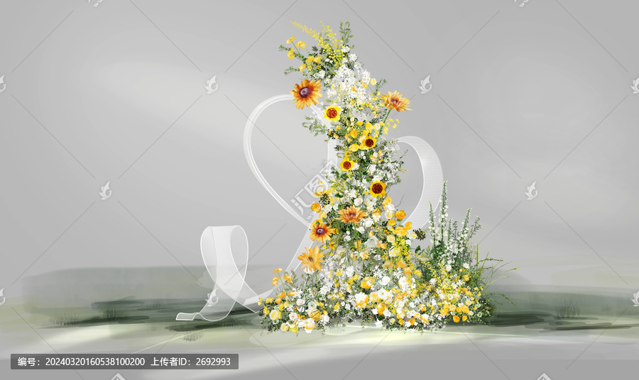 戶外白綠色婚禮效果圖花藝