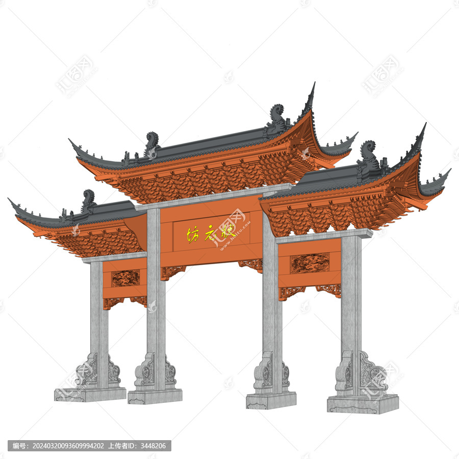 牌樓牌坊透視效果