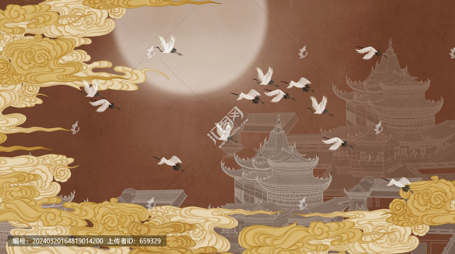 新中式閣樓背景墻