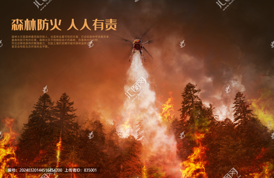 森林防火山火直升機救援海報