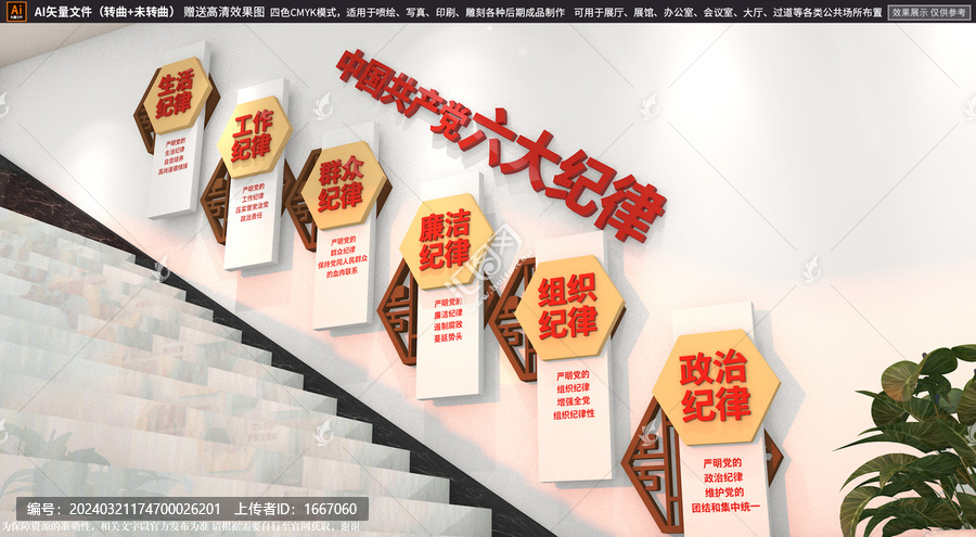 六大紀(jì)律樓梯文化墻