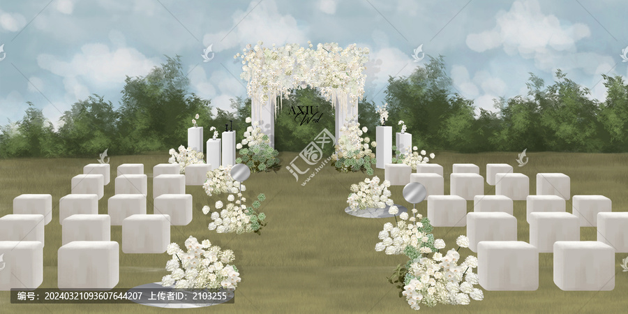 白色戶外婚禮儀式區(qū)