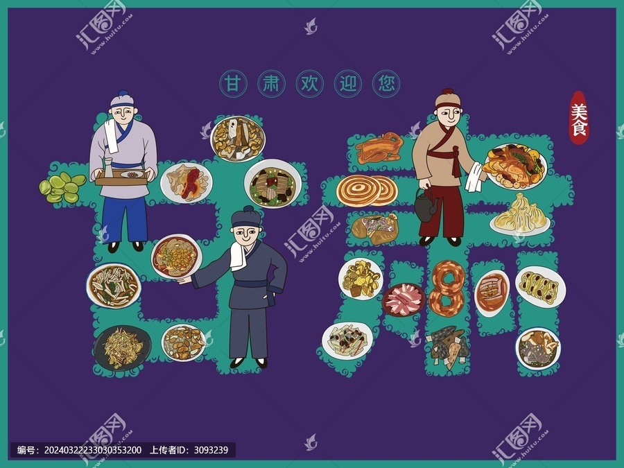 甘肅美食插畫