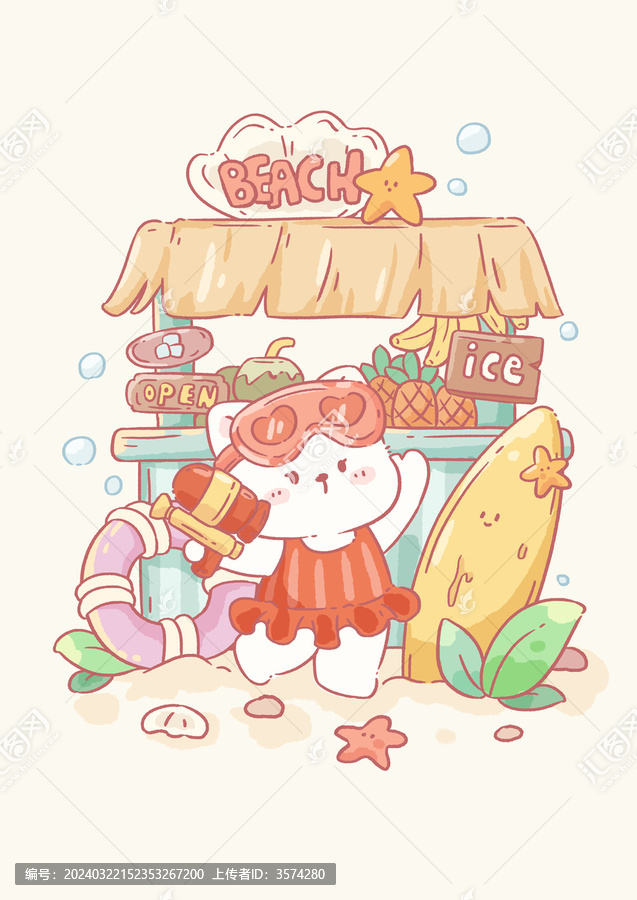 夏天準備沖浪的小貓咪