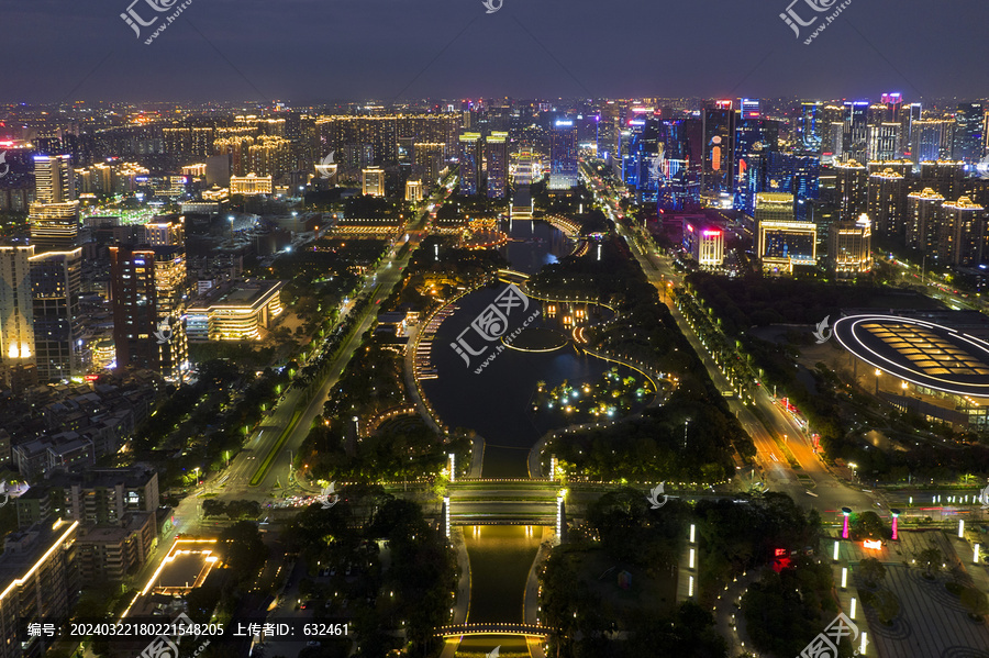 佛山南海千灯湖城市建筑风光夜景