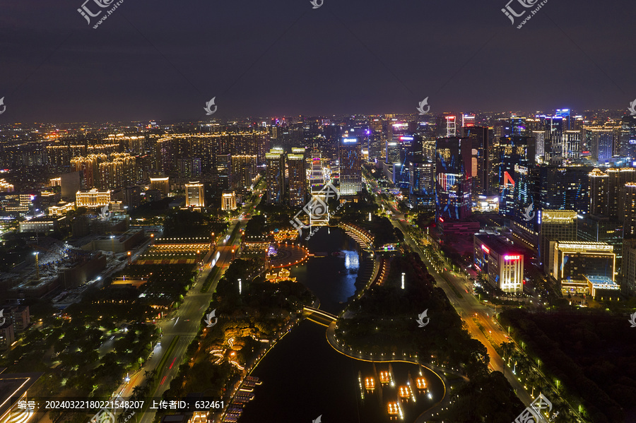 佛山南海千灯湖城市建筑风光夜景