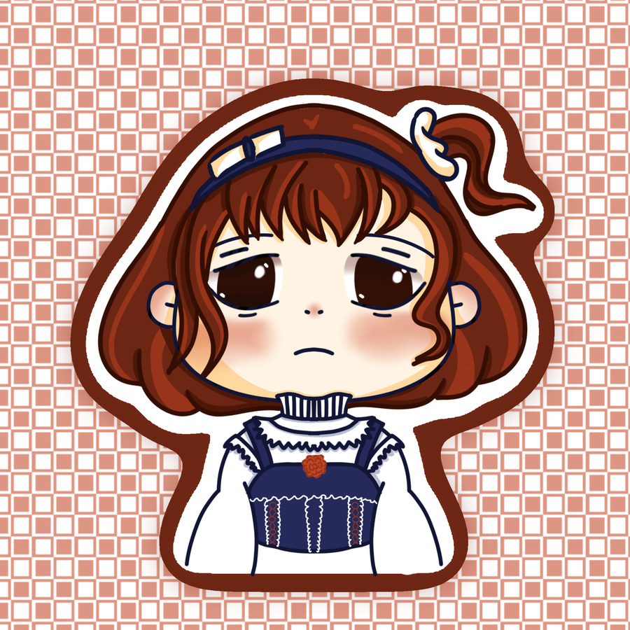 手繪扁平卡通小女孩頭像