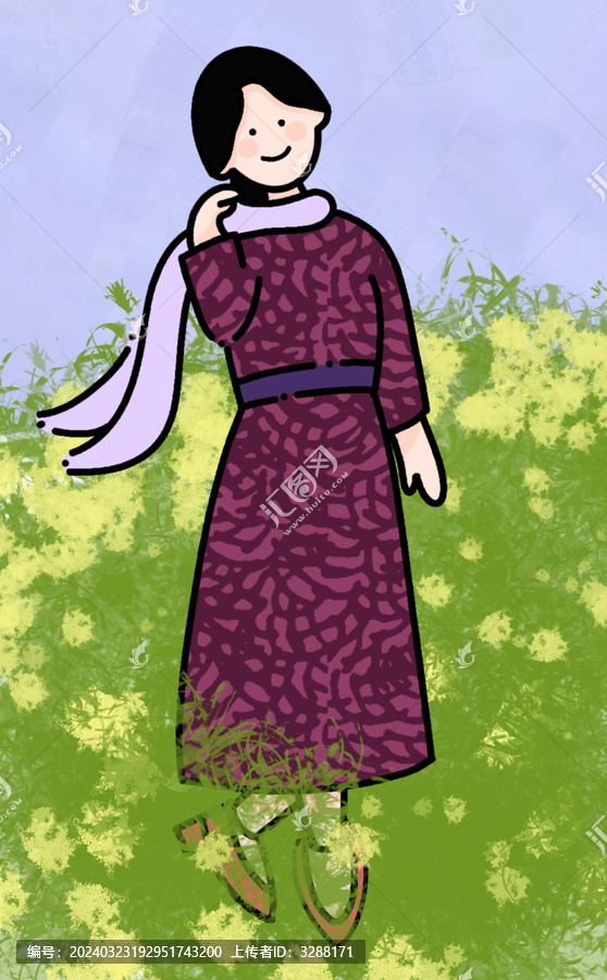 扁平清明踏青春季賞花婦女女神節(jié)