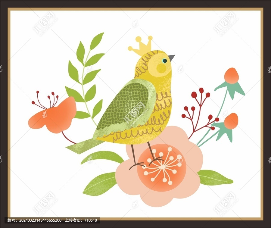 卡通花鳥植物插畫背景家居裝飾