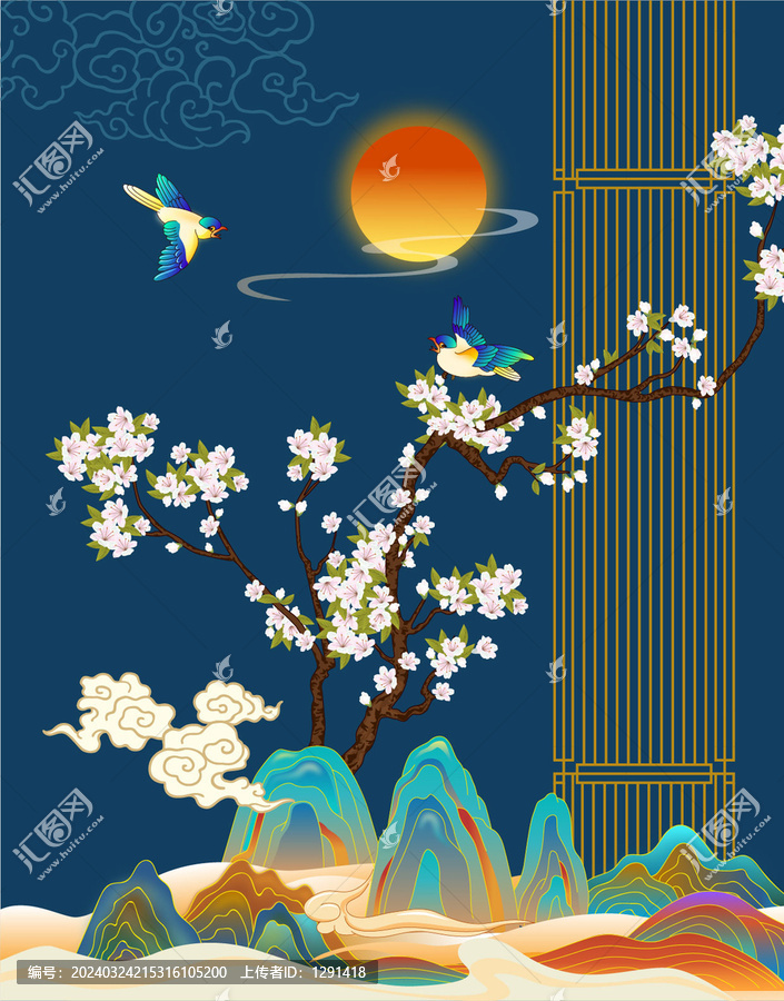 新中式花鳥裝飾畫