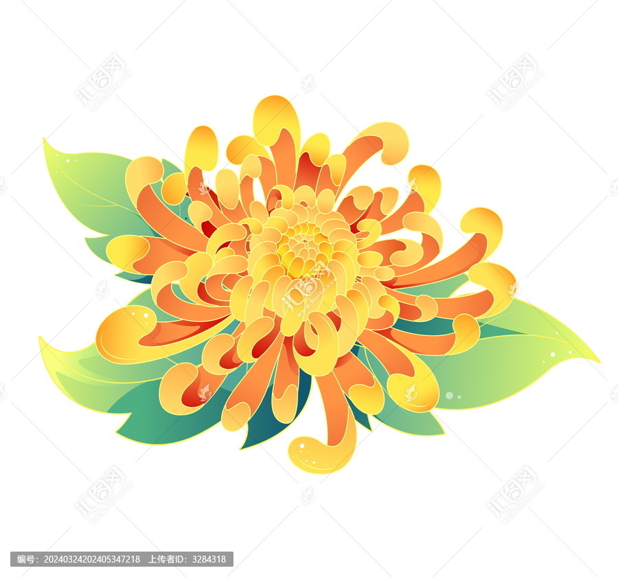 矢量國(guó)風(fēng)菊花插畫(huà)